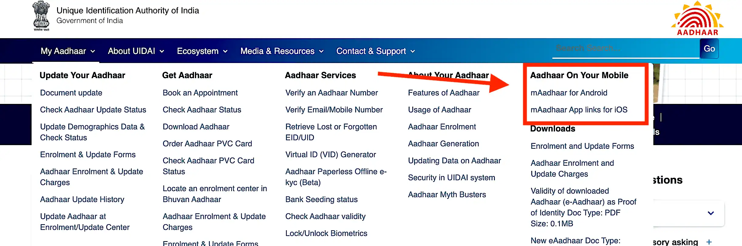 Aaadhar Download thorugh mAadhaar App